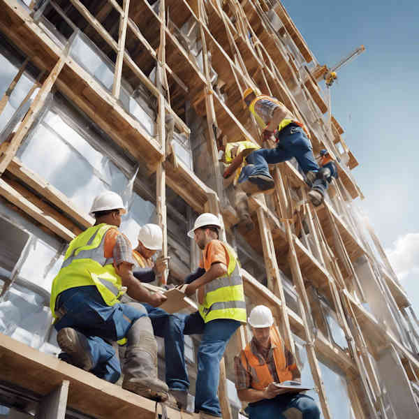 Hombres trabajando en construccion.