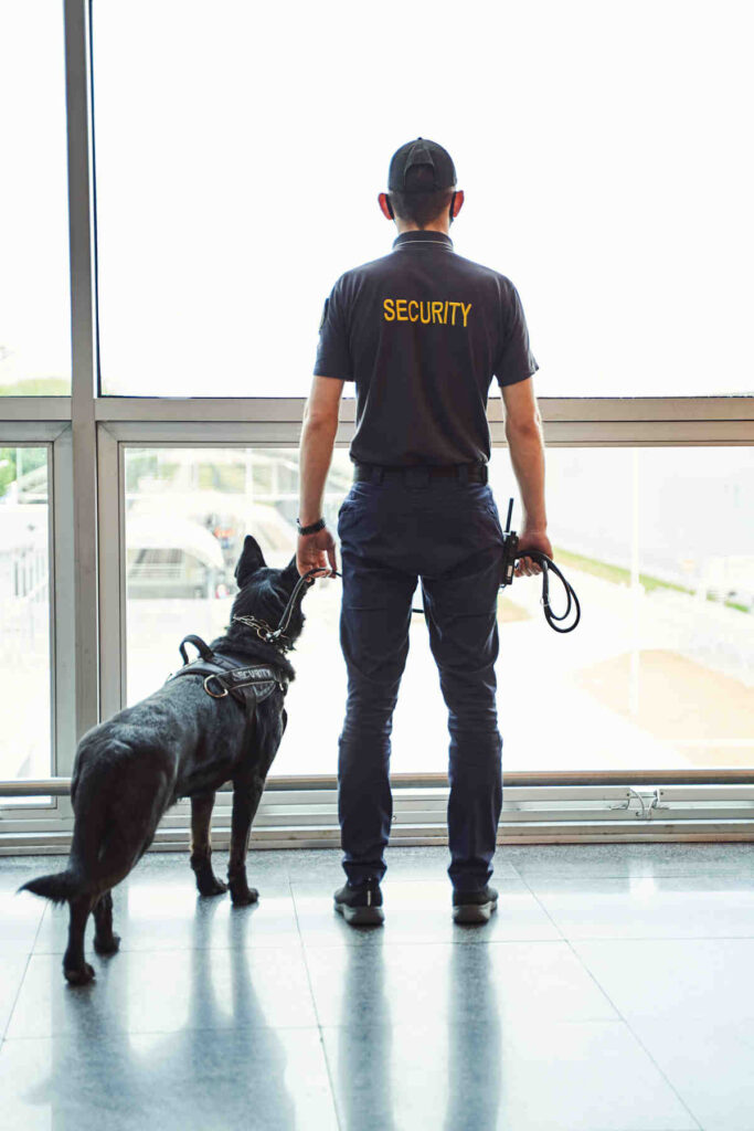 Agente de seguridad con perro.